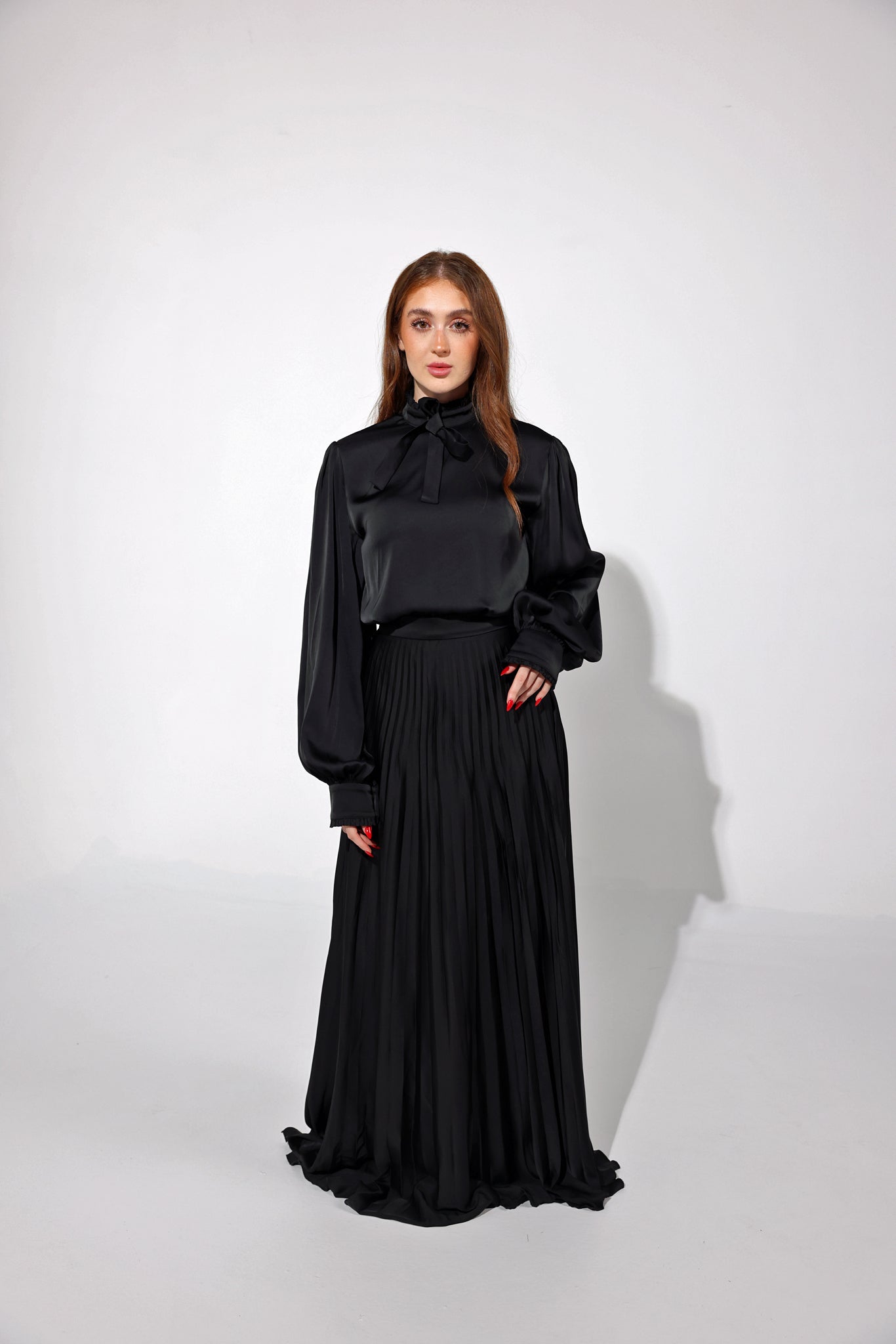 Black Long Sun-Pleated Skirt – Timeless Elegance