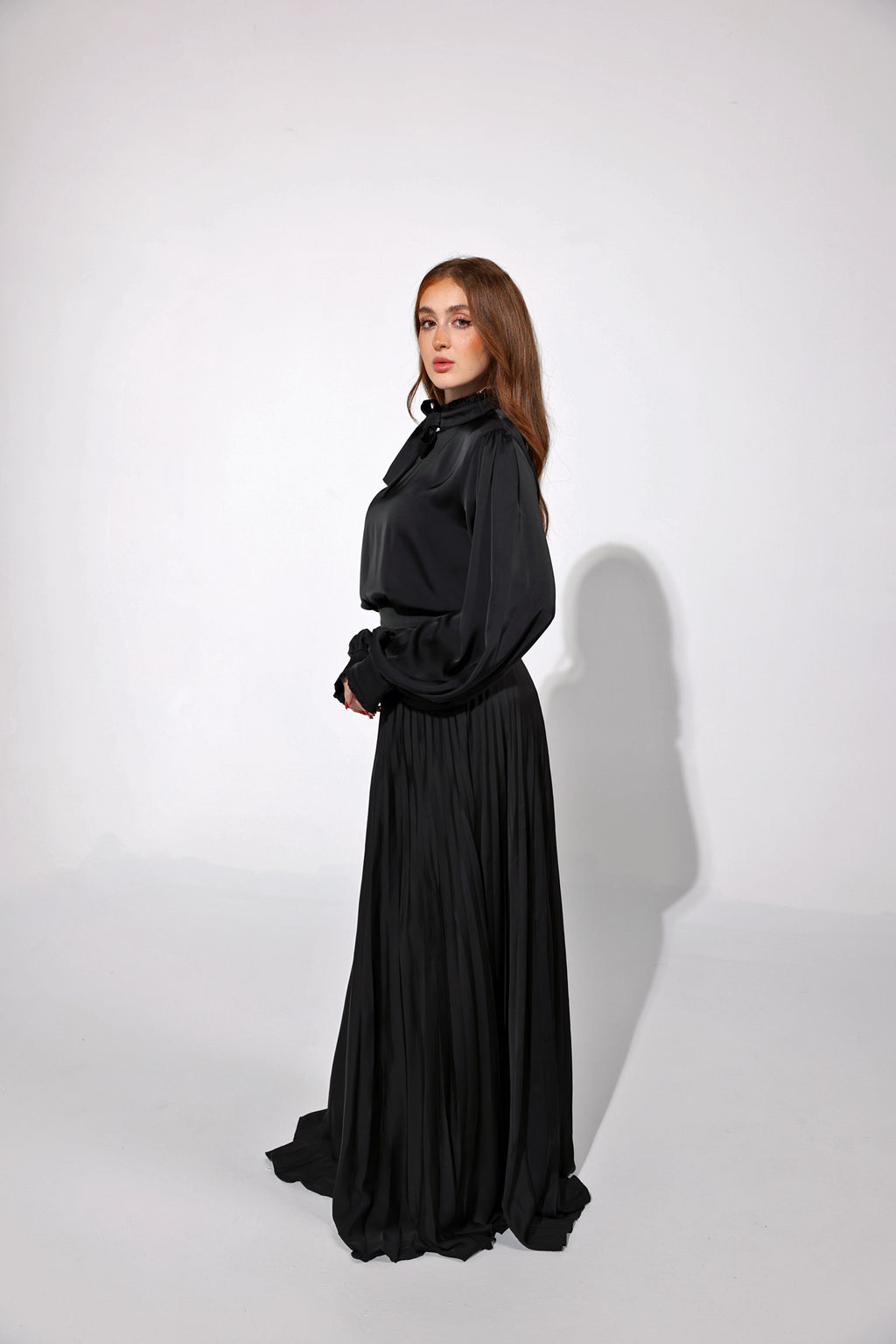 Black Long Sun-Pleated Skirt – Timeless Elegance